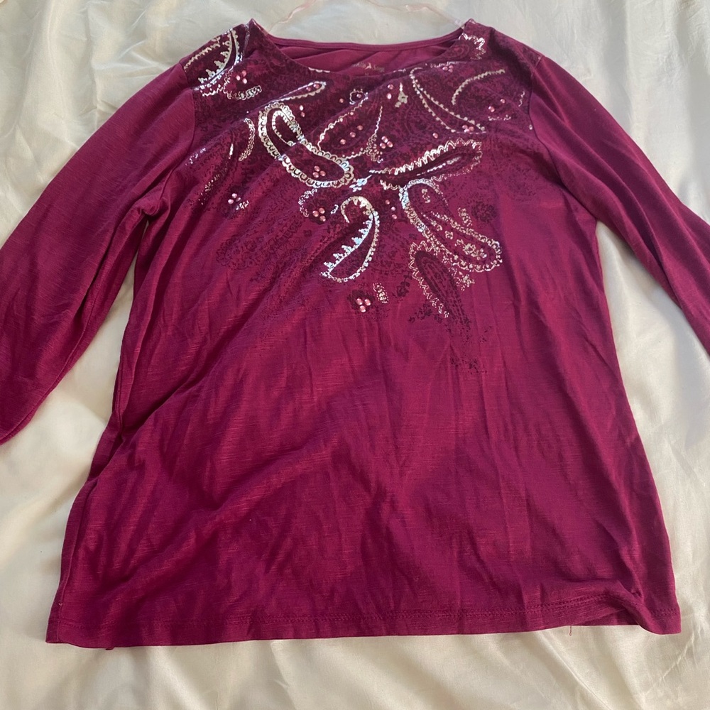 long sleeve shirt, Brand: White Stag, Size: M (8-10), color purple
